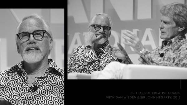 칸 라이언즈 페스티벌에서 연사로 참여한 댄 와이든(좌)과 존 헤거티 경. ⓒCANNES LIONS